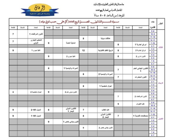 جدول القانون